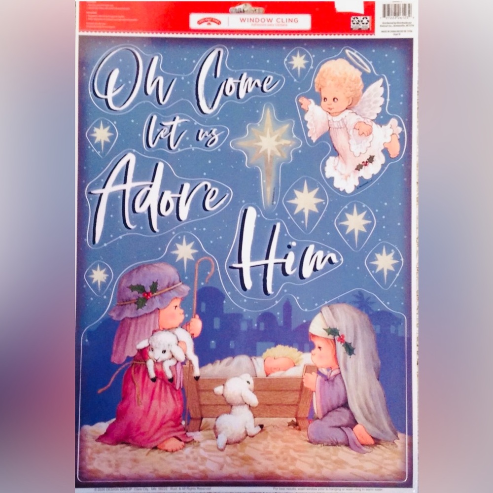 Vinyl Static Window Clings Christmas Children As Mary Joseph Baby Jesus Nativity